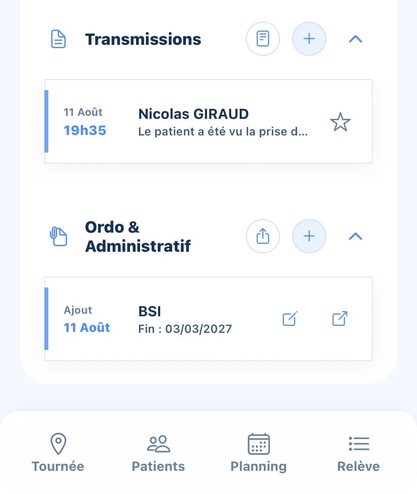 Les transmissions et documents dans la fiche patient Libeo