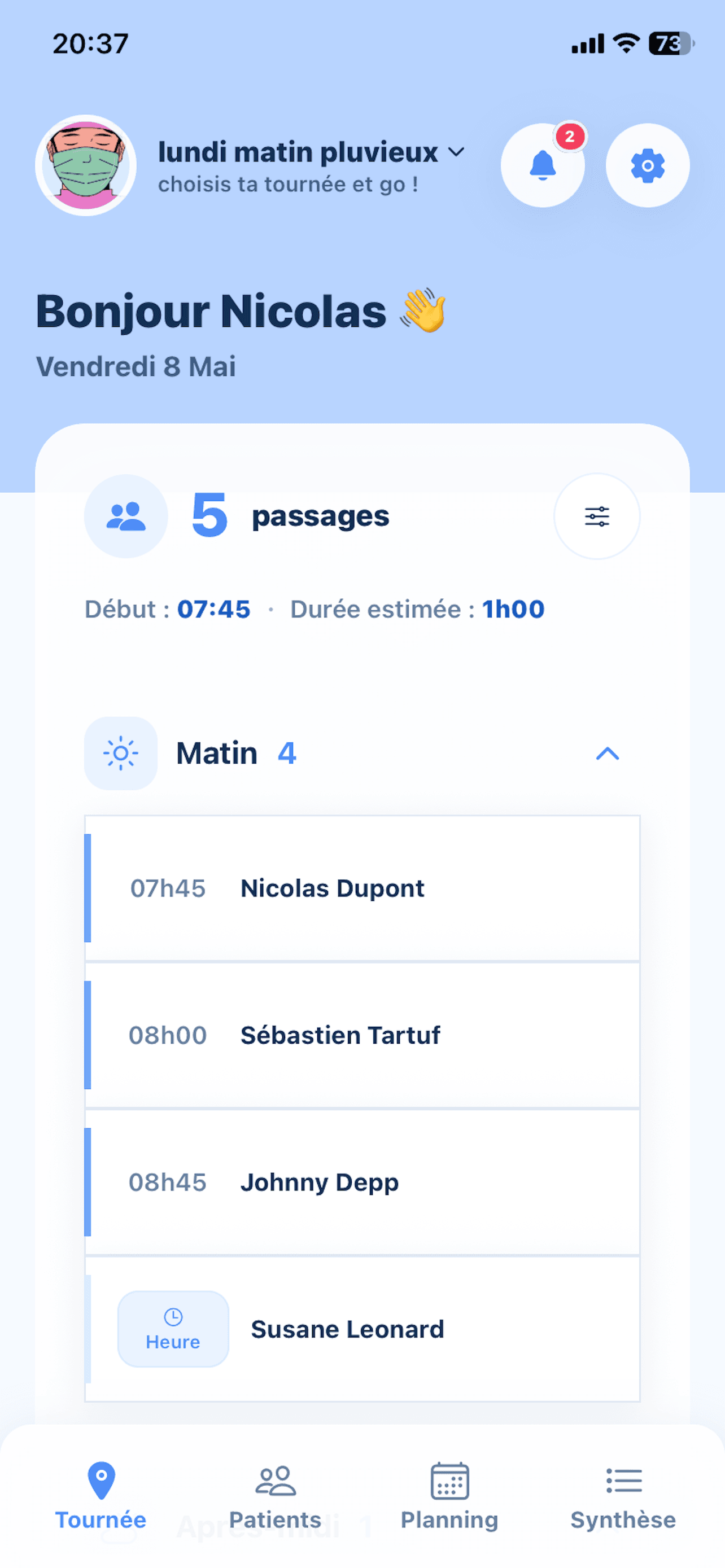 Écran tournée Libeo sur iPhone